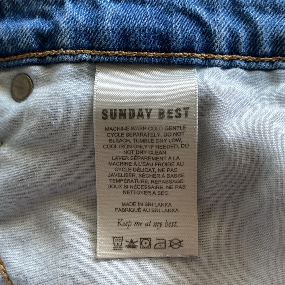 SUNDAY BEST Aritzia Cut Off Denim High Rise Raw Hem Jean Shorts Boho - Picture 7 of 7